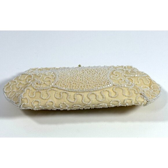 Vintage Walborg‎ Hand-Beaded Cream Evening Clutch Purse Made In Belgium Formal - Picture 13 of 15